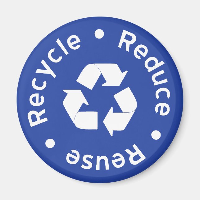 Aimant Symbole de recyclage bleu magnétique (Devant)