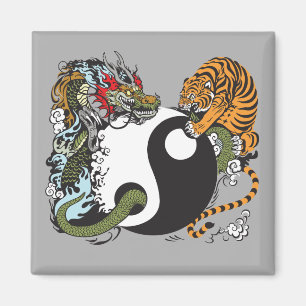 Aimant symbole de yang de yin de dragon et de tigre