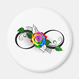 Aimant Symbole d'infini avec Rose arc-en-ciel