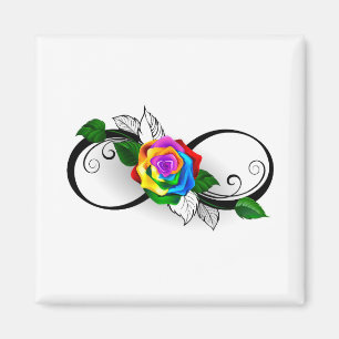 Aimant Symbole d'infini avec Rose arc-en-ciel