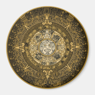 AIMANT SYMBOLE D'OR DE CALENDRIER EN PIERRE SUN AZTEC