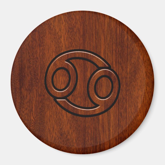 Aimant Symbole du cancer du zodiaque sur le style bois de (Devant)