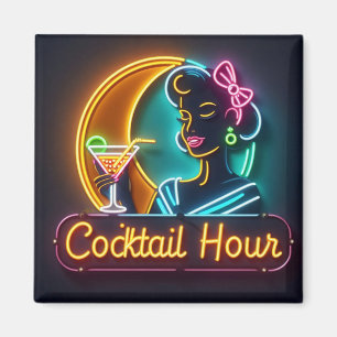 Aimant SYMBOLE DU NEON DU MILIEU DU SIÈCLE Cocktail Hour 