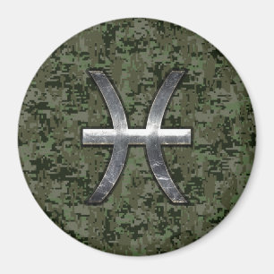 Aimant Symbole du zodiaque Pisces Camouflage numérique Wo