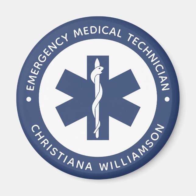 Aimant Symbole EMT personnalisé Technicien Médicale d'urg (Devant)