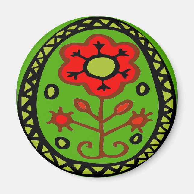 Aimant SYMBOLE Hex hollandais Pennsylvanie Fleur rouge (Devant)