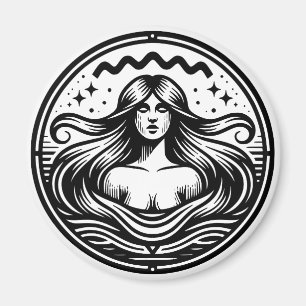 Aimant Symbole Horoscope Aquarius Femmes dans l'eau