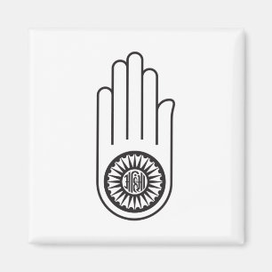 Aimant Symbole jaïn d'Ahimsa (Main de non-violence)
