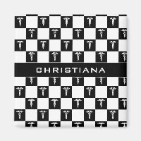Symbole Médicale noir et blanc personnalisé Caduce