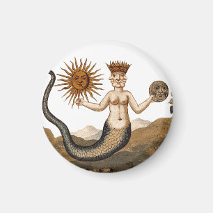 Aimant Symbole médiéval de l'alchimie - Merman avec solei