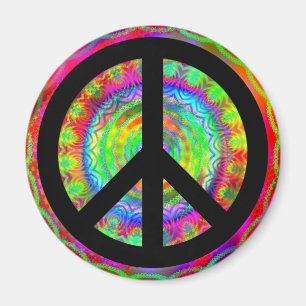 Aimant Symbole noir funky de paix