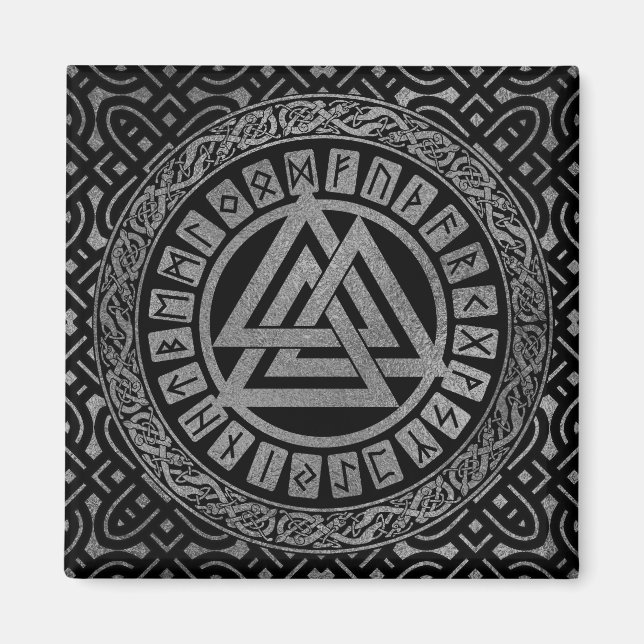 Aimant Symbole noix métallique argenté sur Motif celtique (Devant)