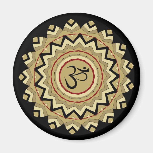 Aimant Symbole Om de Yoga de Mandala Spirituelle Rétro Gé (Devant)
