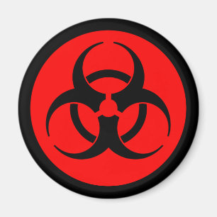 Aimant Symbole rouge et noir du biodanger