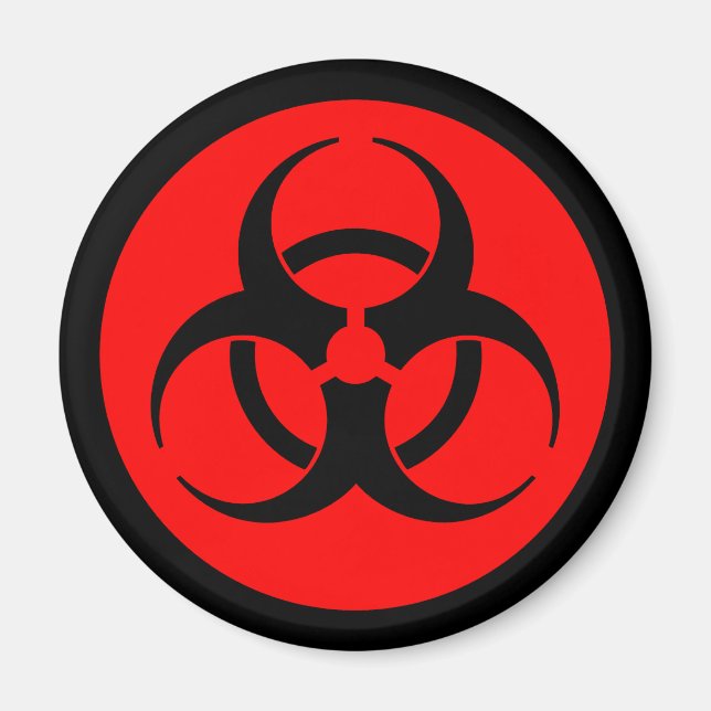 Aimant Symbole rouge et noir du biodanger (Devant)
