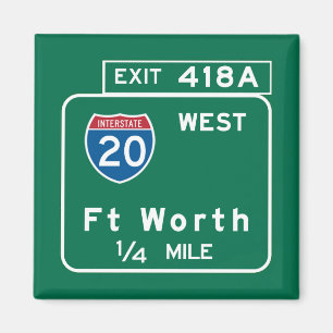 Aimant Symbole routier de Fort Worth, TX