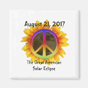 Aimant Symbole solaire Eclipse, tournesol et paix 2017