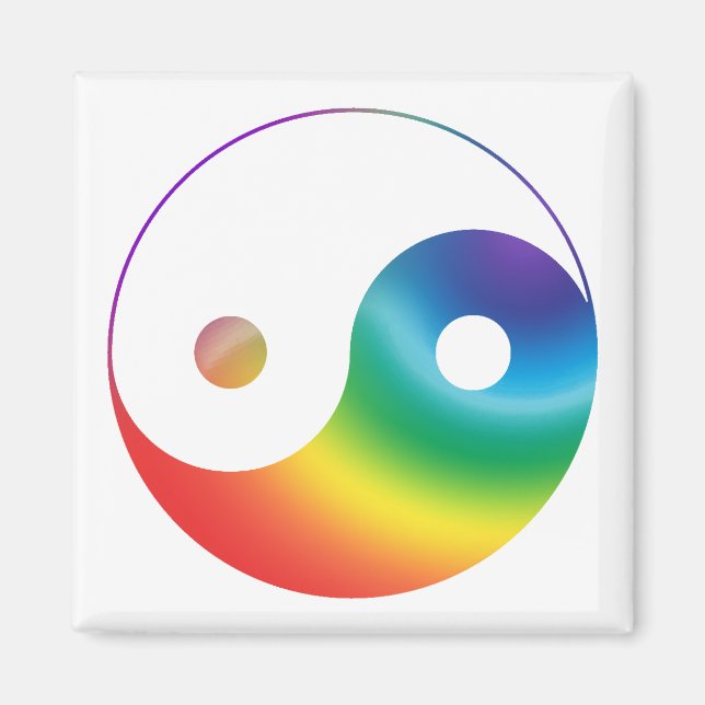 Aimant Symbole Yin Yang Arc-en-Ciel (Devant)