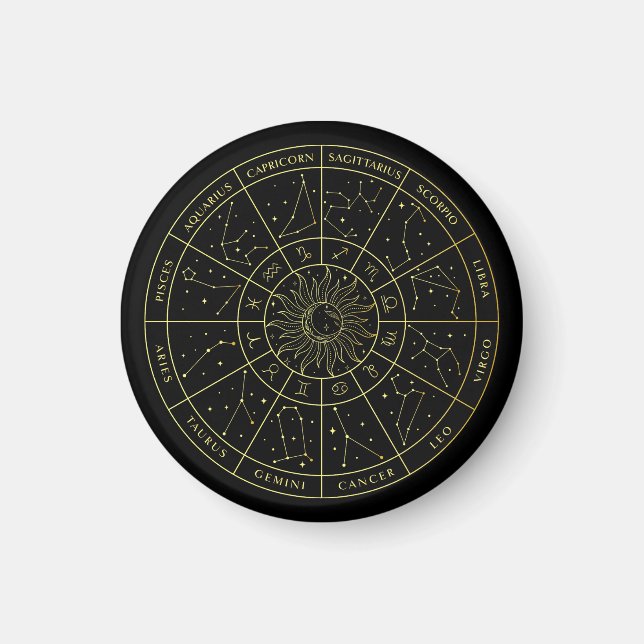Aimant Symbole Zodiac horoscope constellations carte or (Devant)