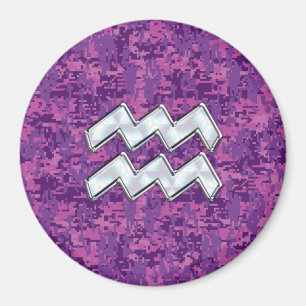 Aimant Symbole Zodiaque Aquarius sur camo numérique fuchs