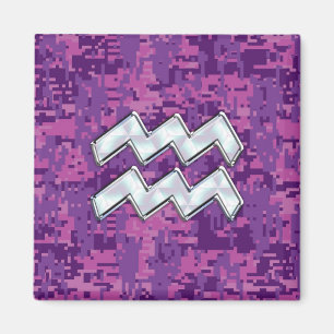 Aimant Symbole Zodiaque Aquarius sur le camouflage numéri