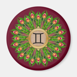 Aimant Symbole Zodiaque de plumes de paon Gemini