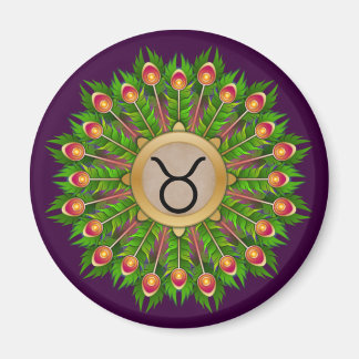 Aimant Symbole zodiaque de plumes de paon Taurus