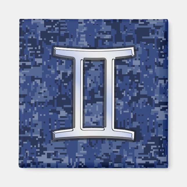 Aimant SYMBOLE Zodiaque Gemini Camouflage numérique bleu (Devant)