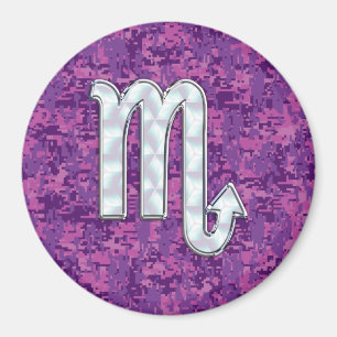 Aimant Symbole Zodiaque Scorpio sur Camo numérique rose