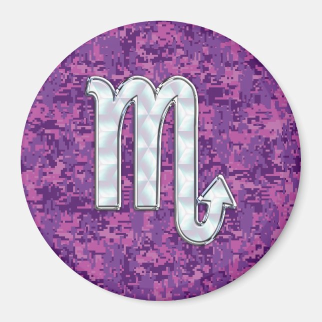 Aimant Symbole Zodiaque Scorpio sur Camo numérique rose (Devant)