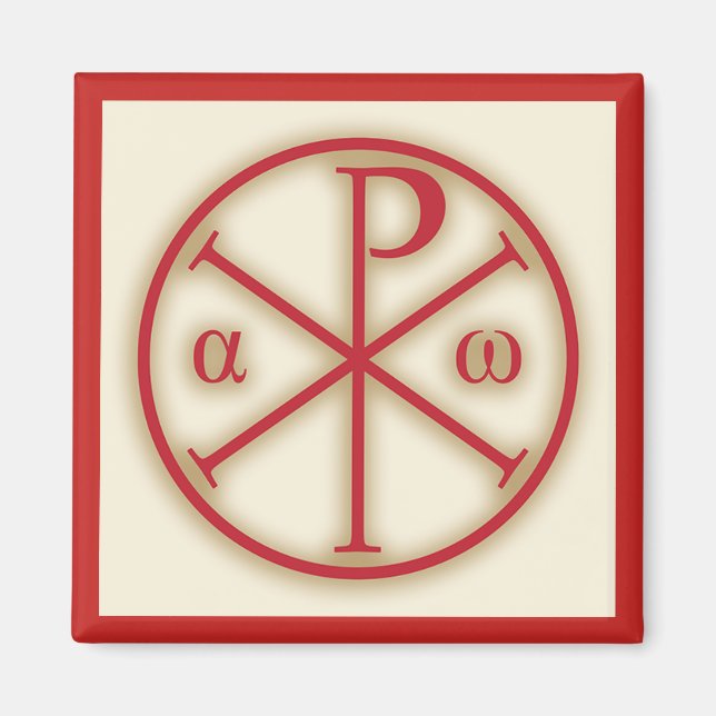 Aimant Symboles de Jésus-Christ : Chi-Rho, Alpha et Oméga (Devant)
