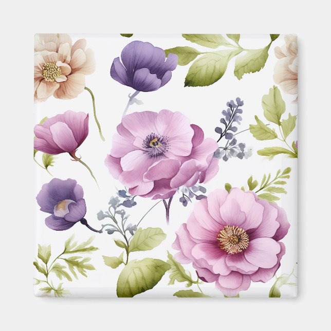 Aimant Symphonie Royal Bloom Purple Floral Pattern (Devant)