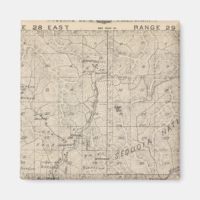 Aimant T1617S R2829E Tulare Comté Carte de section (Devant)