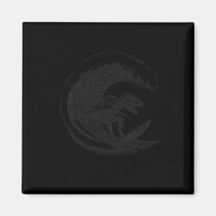 Aimant T-rex Dinosaure Surfant sur une Planche de Surf Su