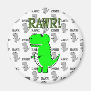 Aimant T-Rex mignon et en colère avec Motif noir et blanc