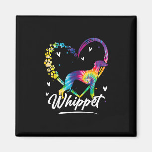 Aimant T-shirt Amoureux des chiens Whippet Tie Dye Rainbo