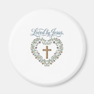 Aimant T-shirt chrétien à croix florale aimé de Jésus Des