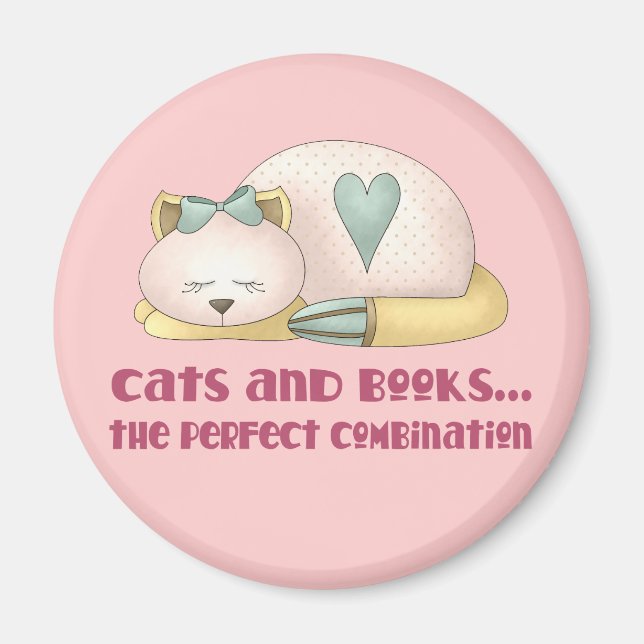 Aimant T-shirt Cute Cats and Books (Devant)