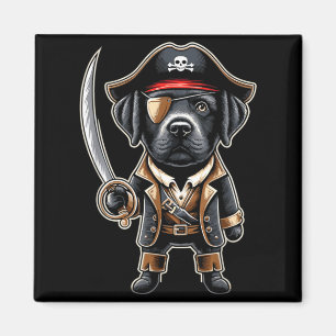 Aimant T-Shirt de fête d'Halloween Chien Pirate Labrador