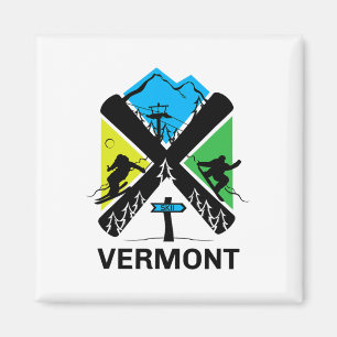 Aimant T Shirt de Ski du Vermont - Accessoires de Ski et 