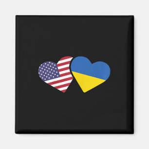 Aimant T Shirt Drapeau Ukraine Usa Cœur Ukrainiens Améric