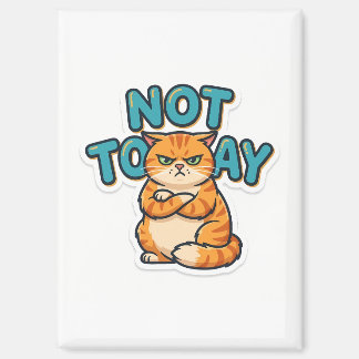 Aimant T-shirt drôle de chat grincheux Pas aujourd'hui