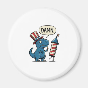 Aimant T-shirt drôle patriotique T-Rex feu d'artifice Des