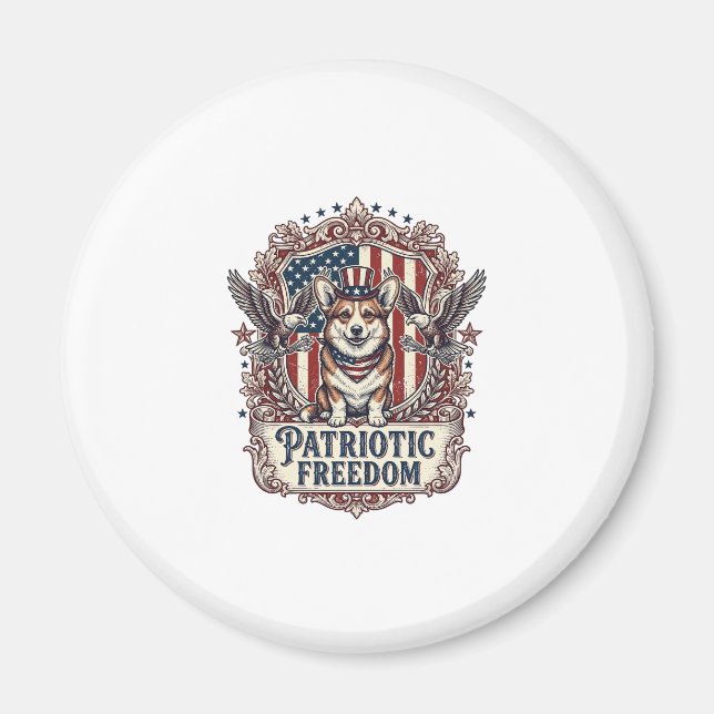 Aimant T-shirt graphique vectoriel Corgi patriotique_1 (Devant)