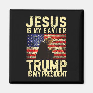 Aimant T-shirt Jésus Trump - Jésus est mon Seigneur Sauve