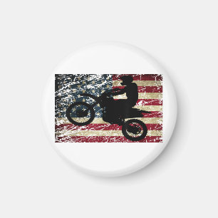 Aimant T-Shirt Motocross Drapeau USA Moto Cross American