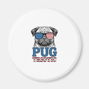 Aimant T-shirt patriotique avec gravure vintage de pug_1