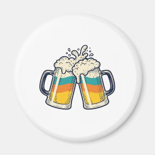 Aimant T-shirt vectoriel de mug de bière arc-en-ciel vint