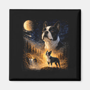 Aimant T-shirt vintage années 90 Boston Terrier hurlant à