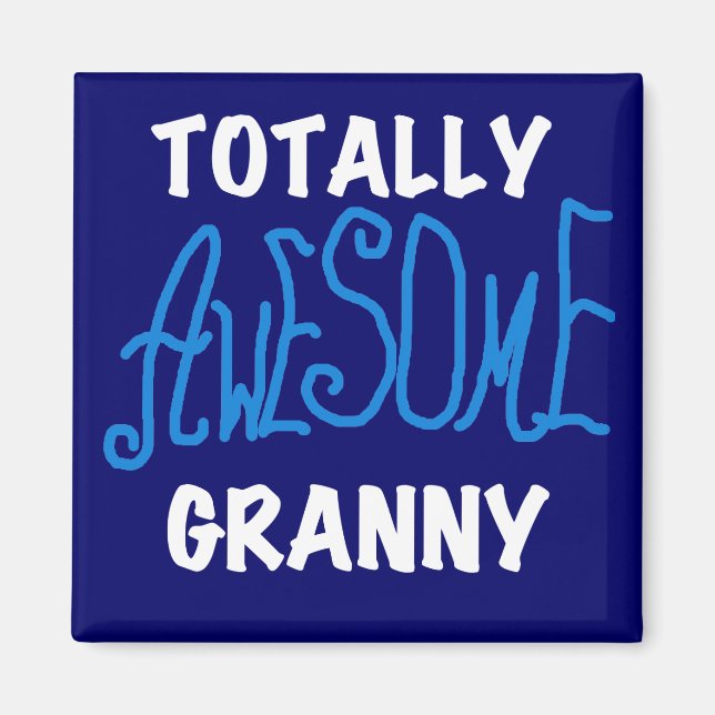 Aimant T-shirts bleu et cadeaux de mamie totalement impre (Devant)